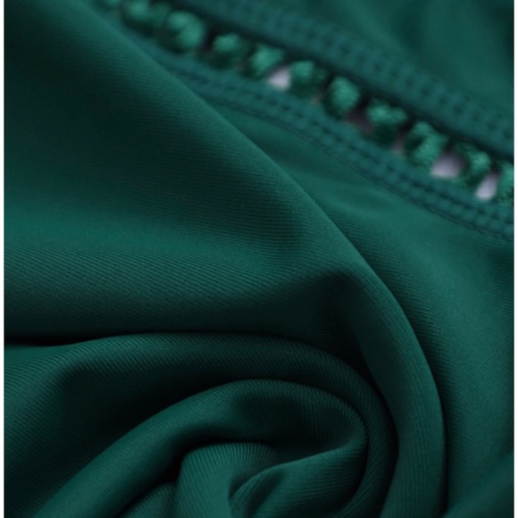 Green Lattice Plunge One Piece Swimsuit - Picture 8 of 9